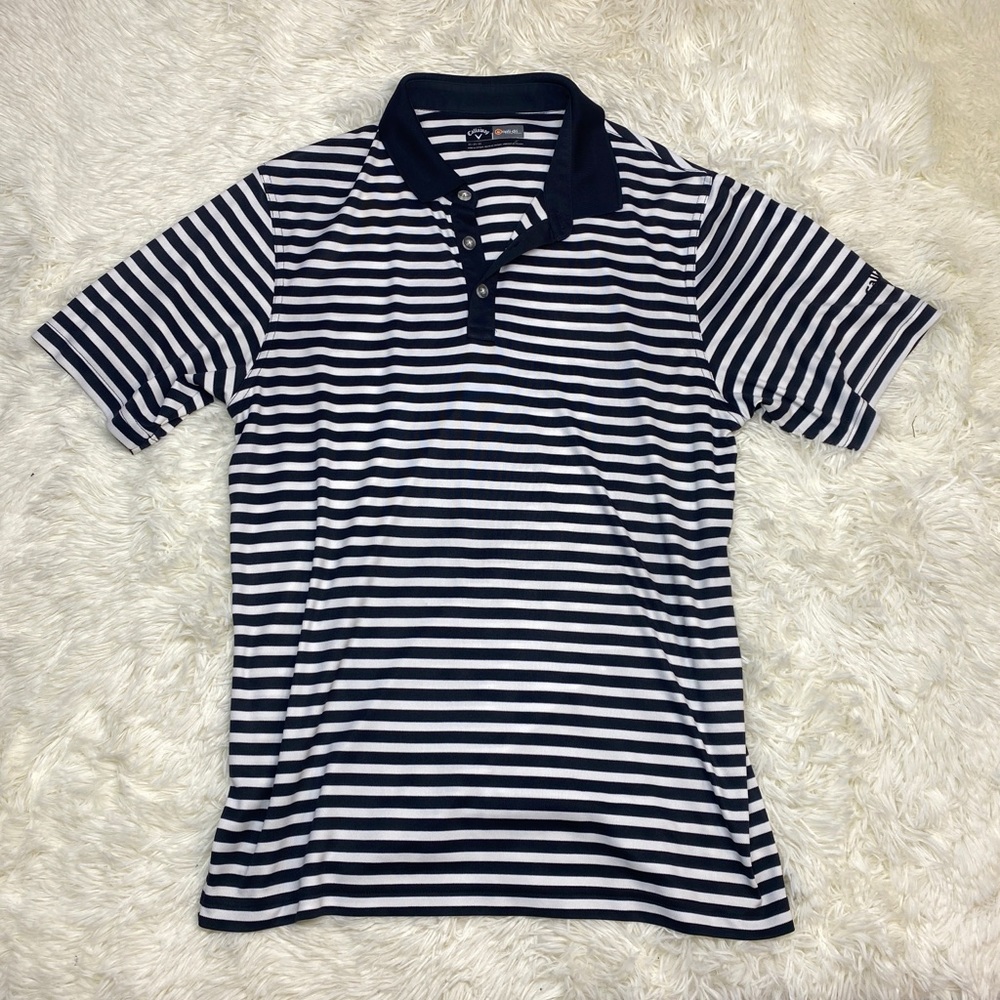 callaway black and white striped golf shirt